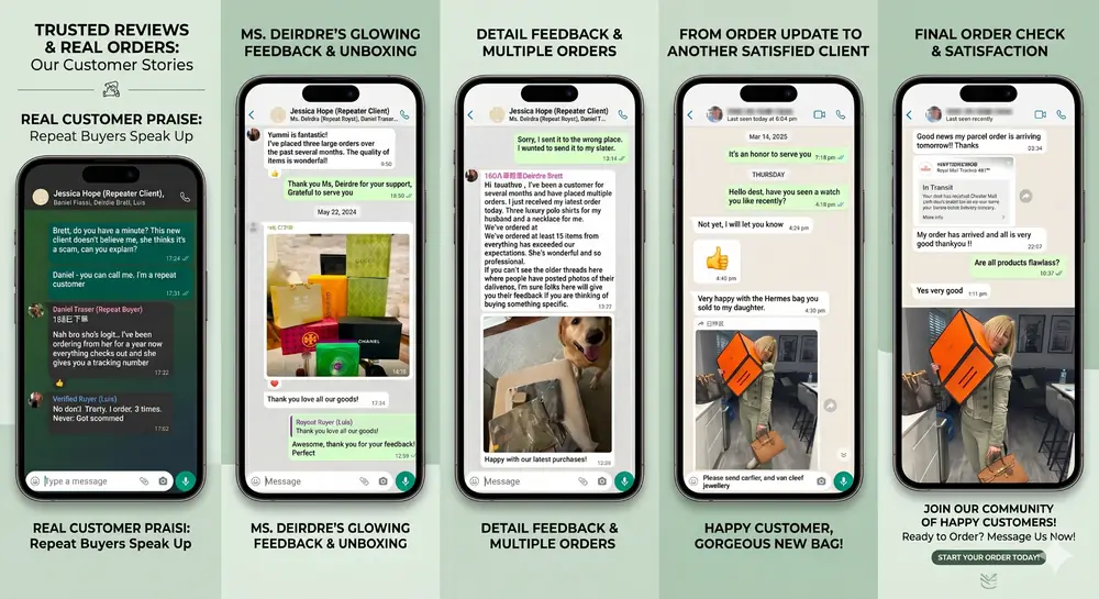 Customer purchase chats, repeat orders and positive feedback